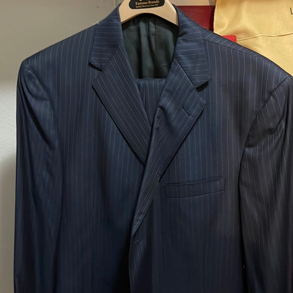 Men’s suit in Navy pinstripe by Daniel Cremieux